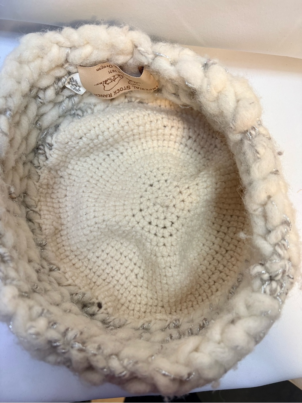 Handmade Chunky Knit Cream and Silver Beanie and Scarf Set 100% Wool - Picture 5 of 8